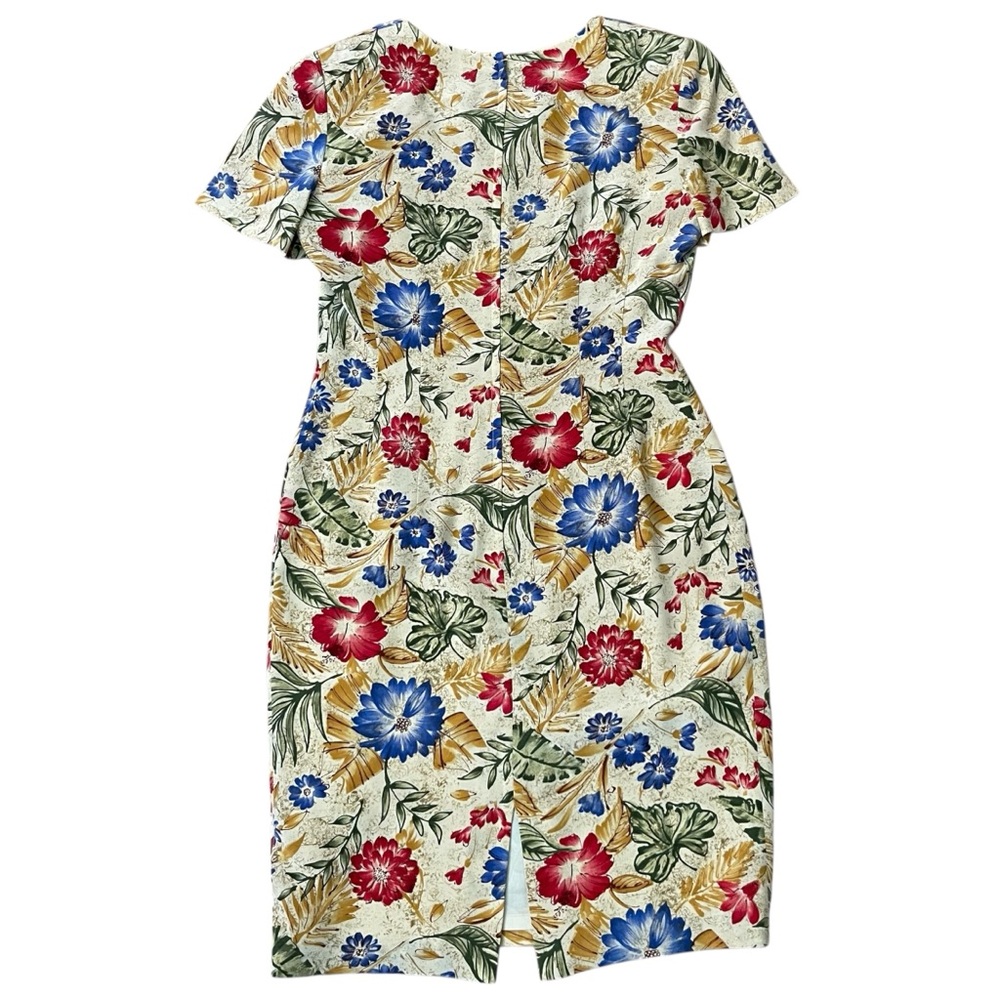 Woman's Dress Maggy London Colorful Floral‎ Sheath Square Neck Short Sleeve Midi - Picture 7 of 10